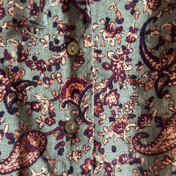 Lucky Brand Long Sleeve Blue Blouse w/ Floral & Paisley Print Size S/Petite - Picture 5 of 7